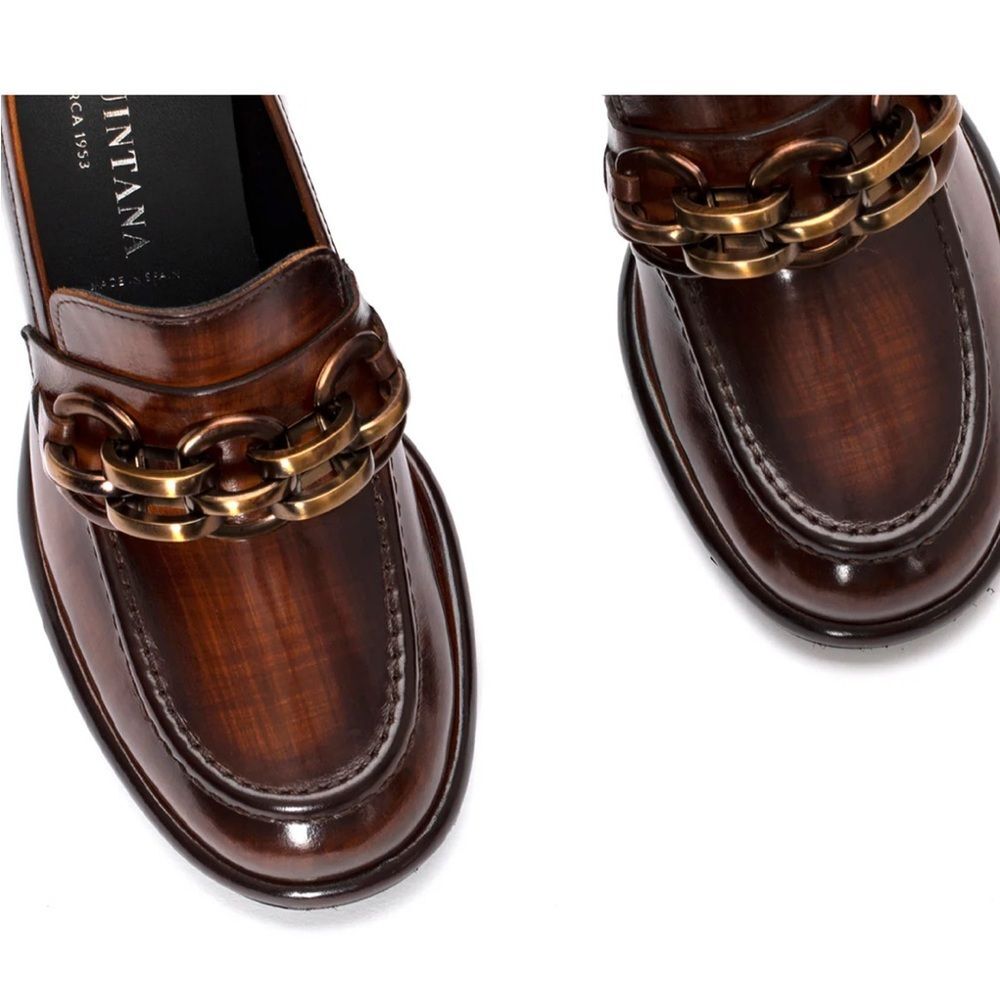 PONS QUINTANA Made In Spain Leather Sophi Hand Painted High loafers 1366tn NEW